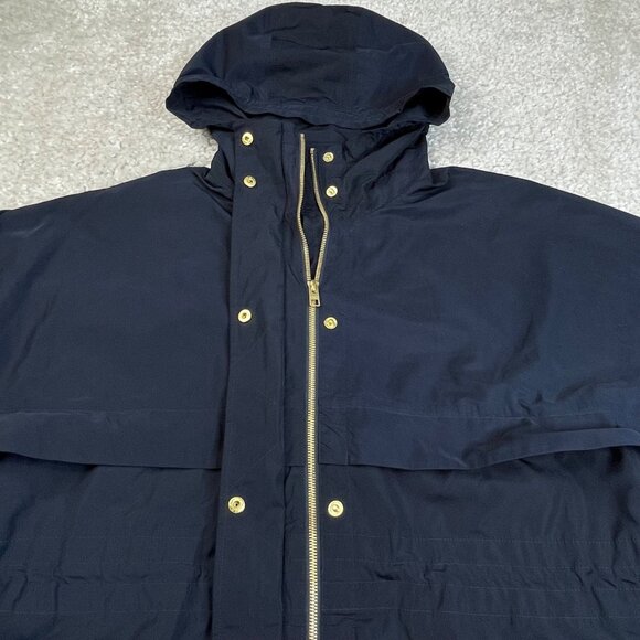 Athleta Rainfall Swing Hooded Zip Parka Jacket Navy Blue L/XL - Picture 10 of 13